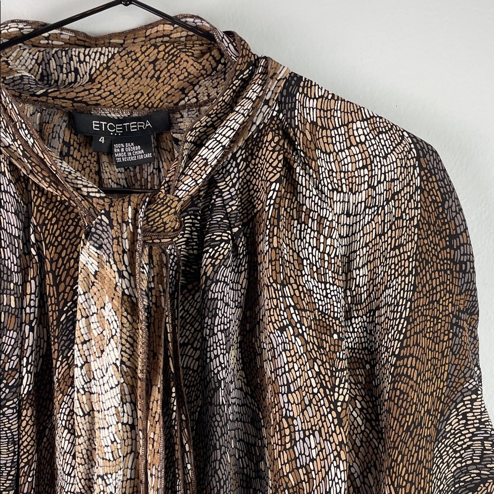 Etcetera Multicolor Patterned Silk Blouse Size 4 - image 2